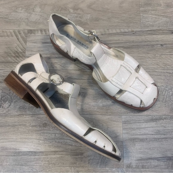 Elvio Zanon Anthropologie Cream Leather Fisherman Sandals - Picture 10 of 13
